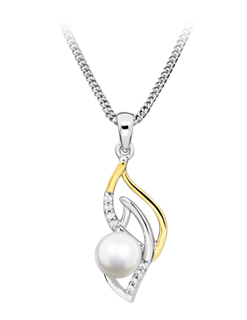 Jeweltime - Vedhæng m/ferskvandsperle og zirkonia