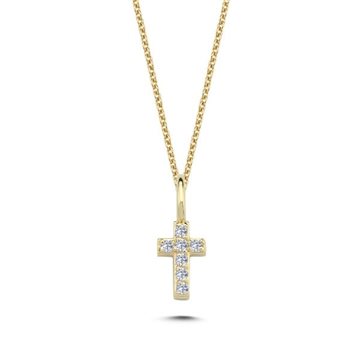 Nuran - Kors Vedhæng m. pavé 7x0,005ct ct w/si - 14kt Rødguld