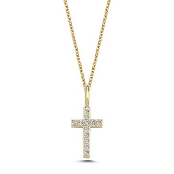 Nuran - Kors Vedhæng m/Pavé 12x0,005ct W-si 9,5mm - 14kt Rødguld