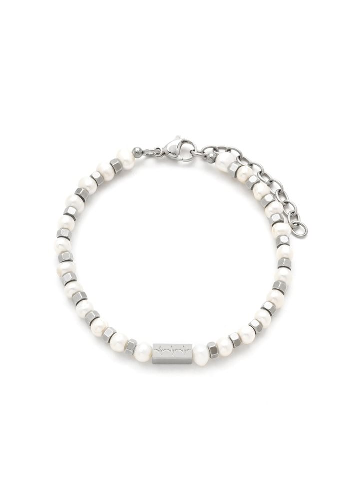 Minimal Bracelet in white and steel - SAMIE 