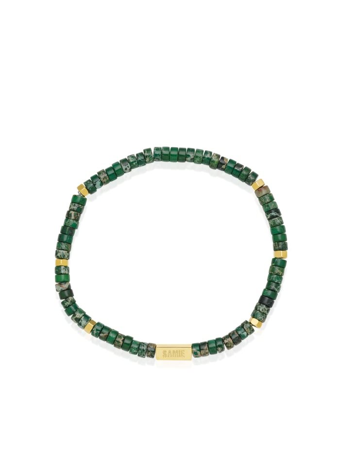 Evolution Slim Bracelet with green Beads - SAMIE