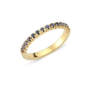 Nuran - 14kt guld Perá ring Blå Safir str. 55