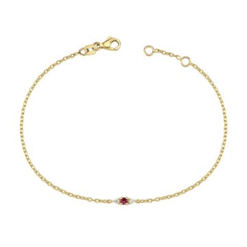 Nuran - Petit armbånd Rubin + 2x0,02ct w/si - 14kt Rødguld