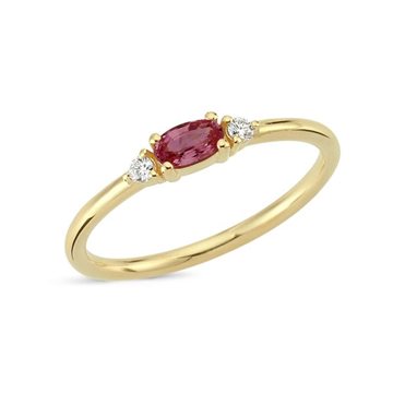 Nuran - PETIT Ring m/Oval rubin + 2x0,025ct W/SI - 14kt Rødguld