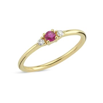 Nuran - Petit Ring m. Rubin + 2x0,025ct. W/si - 14kt Rødguld 