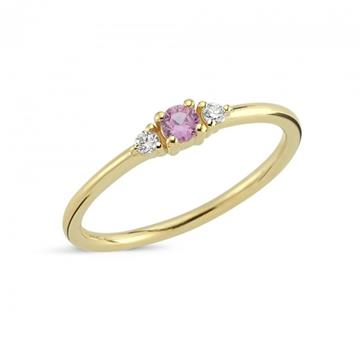 Nuran - Petit ring i 14 karat guld m. pink safir & brillanter