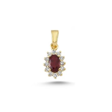 Nuran - Roset Vedhæng m. Rubin + 0,18ct w/si - 14kt Rødguld