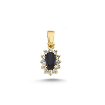 Nuran - Roset Vedhæng m. Safir + 0,18ct w/si - 14kt Rødguld