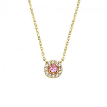Nuran - Sofia Pink Safir halskæde i 14kt. guld med 0,06 ct