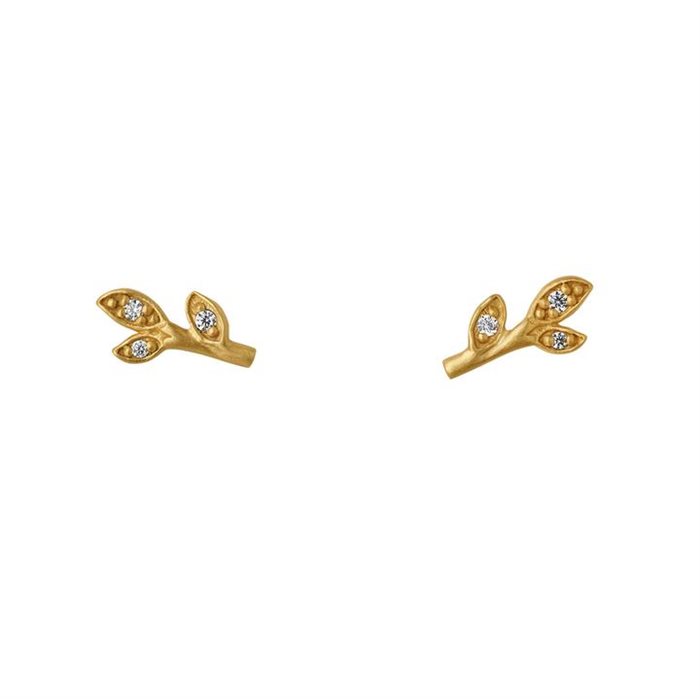 ByBiehl - Jungle ivy sparkle leaf ørestik 14kt Forgyldt