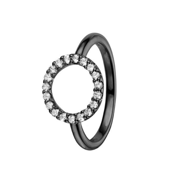 Christina - Topaz Circle Ring sort sølv